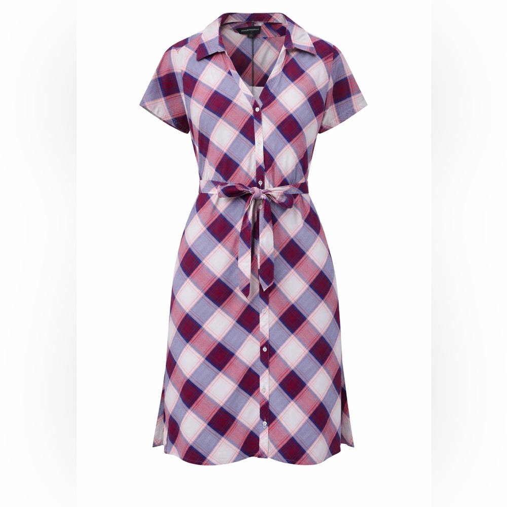 Rock & Republic Blue and Red Plaid Shirt Dress w/ Belt & Side Slits‎ | Medium